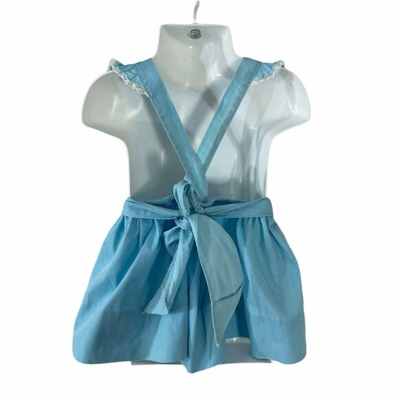 Sugar Sweet Toddler Sundress and Hat Blue Size Medium  Cotton Vintage 1960s - Picture 3 of 5